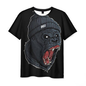 Мужская футболка 3D с принтом Горилла Бандит в Кировске, 100% полиэфир | прямой крой, круглый вырез горловины, длина до линии бедер | swag | бандит | горилла | обезьяна
