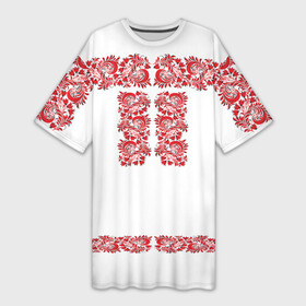 Платье-футболка 3D с принтом Вышиванка в Кировске,  |  | белорусская | вышиванка | древнерусская | к празднику | косоворотка | красные | масленица | национальная одежда | патриотическая | рубаха | русская | узоры | украинская