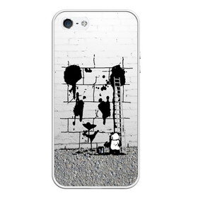 Чехол для iPhone 5/5S матовый с принтом Панда вандал в Кировске, Силикон | Область печати: задняя сторона чехла, без боковых панелей | бамбук | бамбуковый медведь | банка | животное | зубы | капли | когти | краска | красная книга | лапы | мишка | панда | подтеки | прикол | прикольный | рисует | следы | черный | япония