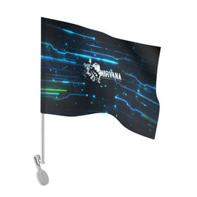 Флаг для автомобиля с принтом Схема Nirvana (Курт Кобейн) в Кировске, 100% полиэстер | Размер: 30*21 см | kurt cobain | микросхема | нирвана | плата