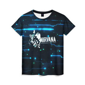 Женская футболка 3D с принтом Схема Nirvana (Курт Кобейн) в Кировске, 100% полиэфир ( синтетическое хлопкоподобное полотно) | прямой крой, круглый вырез горловины, длина до линии бедер | kurt cobain | микросхема | нирвана | плата