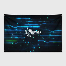 Флаг-баннер с принтом Схема Nirvana (Курт Кобейн) в Кировске, 100% полиэстер | размер 67 х 109 см, плотность ткани — 95 г/м2; по краям флага есть четыре люверса для крепления | kurt cobain | микросхема | нирвана | плата