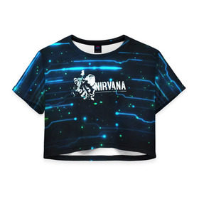 Женская футболка 3D укороченная с принтом Схема Nirvana (Курт Кобейн) в Кировске, 100% полиэстер | круглая горловина, длина футболки до линии талии, рукава с отворотами | kurt cobain | микросхема | нирвана | плата