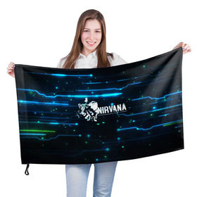 Флаг 3D с принтом Схема Nirvana (Курт Кобейн) в Кировске, 100% полиэстер | плотность ткани — 95 г/м2, размер — 67 х 109 см. Принт наносится с одной стороны | kurt cobain | микросхема | нирвана | плата