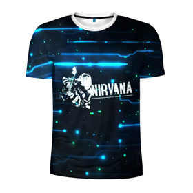 Мужская футболка 3D спортивная с принтом Схема Nirvana (Курт Кобейн) в Кировске, 100% полиэстер с улучшенными характеристиками | приталенный силуэт, круглая горловина, широкие плечи, сужается к линии бедра | kurt cobain | микросхема | нирвана | плата
