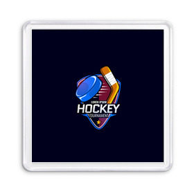 Магнит 55*55 с принтом Hockey в Кировске, Пластик | Размер: 65*65 мм; Размер печати: 55*55 мм | bandy | hockey | клюшка | коньки | лед | спорт | хоккей