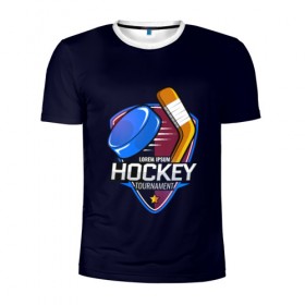 Мужская футболка 3D спортивная с принтом Hockey в Кировске, 100% полиэстер с улучшенными характеристиками | приталенный силуэт, круглая горловина, широкие плечи, сужается к линии бедра | bandy | hockey | клюшка | коньки | лед | спорт | хоккей