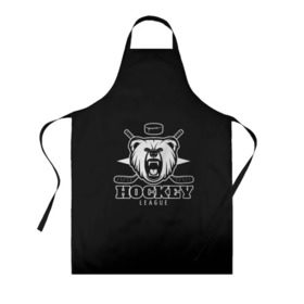 Фартук 3D с принтом Bear hockey в Кировске, 100% полиэстер | общий размер — 65 х 85 см, ширина нагрудника — 26 см, горловина — 53 см, длина завязок — 54 см, общий обхват в поясе — 173 см. Принт на завязках и на горловине наносится с двух сторон, на основной части фартука — только с внешней стороны | bandy | hockey | клюшка | коньки | лед | спорт | хоккей