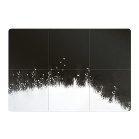Магнитный плакат 3Х2 с принтом Ночная полянка в Кировске, Полимерный материал с магнитным слоем | 6 деталей размером 9*9 см | бабочки | белый | кусты | ночь | цветы | чб | черно белое | черный