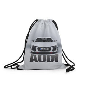 Рюкзак-мешок 3D с принтом Audi серебро в Кировске, 100% полиэстер | плотность ткани — 200 г/м2, размер — 35 х 45 см; лямки — толстые шнурки, застежка на шнуровке, без карманов и подкладки | Тематика изображения на принте: ауди | машина
