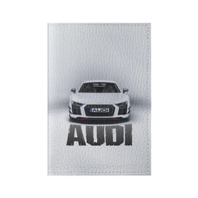 Обложка для паспорта матовая кожа с принтом Audi серебро в Кировске, натуральная матовая кожа | размер 19,3 х 13,7 см; прозрачные пластиковые крепления | ауди | машина