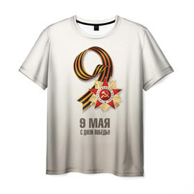 Мужская футболка 3D с принтом 9 мая в Кировске, 100% полиэфир | прямой крой, круглый вырез горловины, длина до линии бедер | 