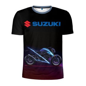Мужская футболка 3D спортивная с принтом Suzuki в Кировске, 100% полиэстер с улучшенными характеристиками | приталенный силуэт, круглая горловина, широкие плечи, сужается к линии бедра | suzuki | байк | мотик | мото | мотоцикл | спортбайк | сузуки