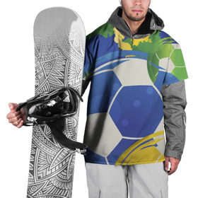 Накидка на куртку 3D с принтом Яркий футбол в Кировске, 100% полиэстер |  | Тематика изображения на принте: бразилия | желтый | зеленый | игра | мяч | синий | цвет