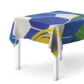 Скатерть 3D с принтом Яркий футбол в Кировске, 100% полиэстер (ткань не мнется и не растягивается) | Размер: 150*150 см | бразилия | желтый | зеленый | игра | мяч | синий | цвет