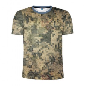 Мужская футболка 3D спортивная с принтом Khaki 2 в Кировске, 100% полиэстер с улучшенными характеристиками | приталенный силуэт, круглая горловина, широкие плечи, сужается к линии бедра | армейская | военная | камуфляж | хаки