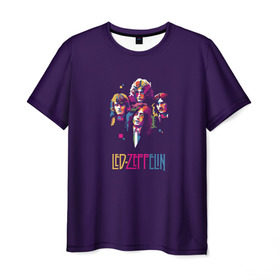 Мужская футболка 3D с принтом Led Zeppelin Color в Кировске, 100% полиэфир | прямой крой, круглый вырез горловины, длина до линии бедер | рок