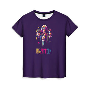 Женская футболка 3D с принтом Led Zeppelin Color в Кировске, 100% полиэфир ( синтетическое хлопкоподобное полотно) | прямой крой, круглый вырез горловины, длина до линии бедер | рок
