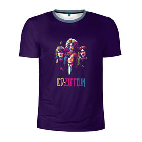 Мужская футболка 3D спортивная с принтом Led Zeppelin Color в Кировске, 100% полиэстер с улучшенными характеристиками | приталенный силуэт, круглая горловина, широкие плечи, сужается к линии бедра | рок