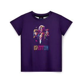 Детская футболка 3D с принтом Led Zeppelin Color в Кировске, 100% гипоаллергенный полиэфир | прямой крой, круглый вырез горловины, длина до линии бедер, чуть спущенное плечо, ткань немного тянется | рок
