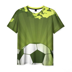 Мужская футболка 3D с принтом Футбол без границ в Кировске, 100% полиэфир | прямой крой, круглый вырез горловины, длина до линии бедер | зеленый | игра | мяч | поле