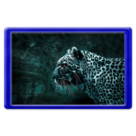 Магнит 45*70 с принтом Леопард неоновый в Кировске, Пластик | Размер: 78*52 мм; Размер печати: 70*45 | гепард | леопард | темный | хищник