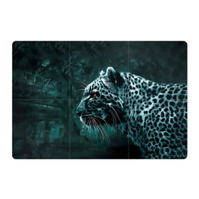 Магнитный плакат 3Х2 с принтом Леопард неоновый в Кировске, Полимерный материал с магнитным слоем | 6 деталей размером 9*9 см | гепард | леопард | темный | хищник