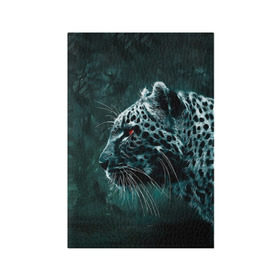 Обложка для паспорта матовая кожа с принтом Леопард неоновый в Кировске, натуральная матовая кожа | размер 19,3 х 13,7 см; прозрачные пластиковые крепления | Тематика изображения на принте: гепард | леопард | темный | хищник