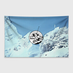 Флаг-баннер с принтом Лыжный спорт в Кировске, 100% полиэстер | размер 67 х 109 см, плотность ткани — 95 г/м2; по краям флага есть четыре люверса для крепления | ski patrol | sport | возвышение | возвышенность | гора | горка | национальный парк | облака | склон | снег | спорт | холм