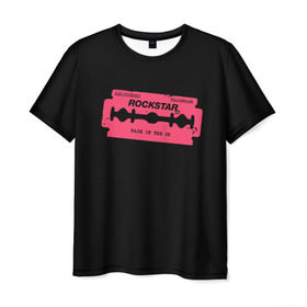 Мужская футболка 3D с принтом Rockstar Razor в Кировске, 100% полиэфир | прямой крой, круглый вырез горловины, длина до линии бедер | auto | dead | grand | red | redemption | theft | бритва | гта | лезвие | рокстар