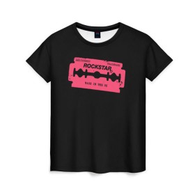 Женская футболка 3D с принтом Rockstar Razor в Кировске, 100% полиэфир ( синтетическое хлопкоподобное полотно) | прямой крой, круглый вырез горловины, длина до линии бедер | auto | dead | grand | red | redemption | theft | бритва | гта | лезвие | рокстар