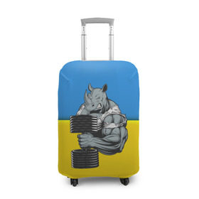 Чехол для чемодана 3D с принтом Спортивный носорог в Кировске, 86% полиэфир, 14% спандекс | двустороннее нанесение принта, прорези для ручек и колес | abstraction | grunge | абстракция | два цвета | краска | носорог | украинец | я украинец