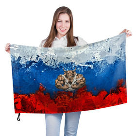 Флаг 3D с принтом Бык триколор в Кировске, 100% полиэстер | плотность ткани — 95 г/м2, размер — 67 х 109 см. Принт наносится с одной стороны | abstraction | grunge | абстракция | буйвол | бык | краска | русский | триколор | я русский