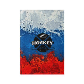 Обложка для паспорта матовая кожа с принтом Хоккей триколор в Кировске, натуральная матовая кожа | размер 19,3 х 13,7 см; прозрачные пластиковые крепления | bandy | hockey | клюшка | коньки | лед | россия | русский хоккей | спорт | хоккей | чемпионат