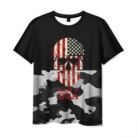 Мужская футболка 3D с принтом Made in USA в Кировске, 100% полиэфир | прямой крой, круглый вырез горловины, длина до линии бедер | camouflage | made in usa | skull | абстракция | америка | города | камуфляж | нация | страны | текстуры | череп