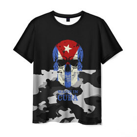 Мужская футболка 3D с принтом Made in Cuba в Кировске, 100% полиэфир | прямой крой, круглый вырез горловины, длина до линии бедер | Тематика изображения на принте: camouflage | made in cuba | skull | абстракция | города | камуфляж | куба | нация | страны | текстуры | череп