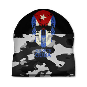 Шапка 3D с принтом Made in Cuba в Кировске, 100% полиэстер | универсальный размер, печать по всей поверхности изделия | Тематика изображения на принте: camouflage | made in cuba | skull | абстракция | города | камуфляж | куба | нация | страны | текстуры | череп