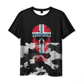 Мужская футболка 3D с принтом Made in Norway в Кировске, 100% полиэфир | прямой крой, круглый вырез горловины, длина до линии бедер | camouflage | made in norway | skull | абстракция | города | камуфляж | нация | норвегия | страны | текстуры | череп