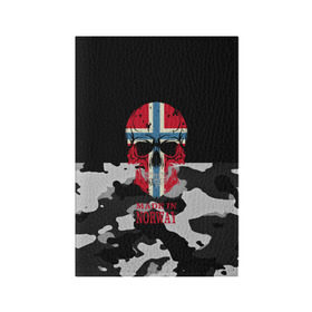 Обложка для паспорта матовая кожа с принтом Made in Norway в Кировске, натуральная матовая кожа | размер 19,3 х 13,7 см; прозрачные пластиковые крепления | camouflage | made in norway | skull | абстракция | города | камуфляж | нация | норвегия | страны | текстуры | череп