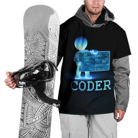 Накидка на куртку 3D с принтом Coder - программист кодировщик в Кировске, 100% полиэстер |  | Тематика изображения на принте: it | programmer | голова | загрузка | код | надпись | неоновый | ноги | программный | руки | светящийся | страница | технологии | хакер | человек | человечек | шифровальщик | экран