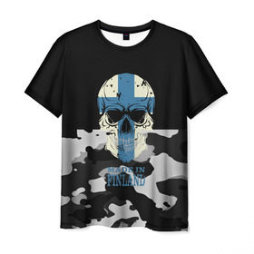 Мужская футболка 3D с принтом Made in Finland в Кировске, 100% полиэфир | прямой крой, круглый вырез горловины, длина до линии бедер | camouflage | made in finland | skull | абстракция | города | камуфляж | нация | страны | текстуры | череп