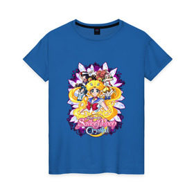 Женская футболка хлопок с принтом Sailor Moon Crystal в Кировске, 100% хлопок | прямой крой, круглый вырез горловины, длина до линии бедер, слегка спущенное плечо | sailor moon | аниме | анимэ | волосы | глаза | девочка | косы | луна в матроске | месяц | мультик | мультсериал | мультфильм | се | сейлор | сейлор ви | сейлор винера | сейлор марс | сейлор меркурий