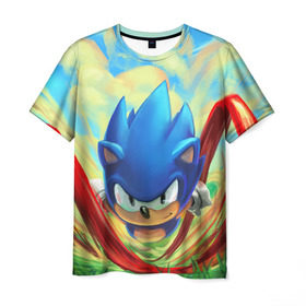 Мужская футболка 3D с принтом Sonic в Кировске, 100% полиэфир | прямой крой, круглый вырез горловины, длина до линии бедер | sega | sonic | sonic mania | ежик | сега | соник