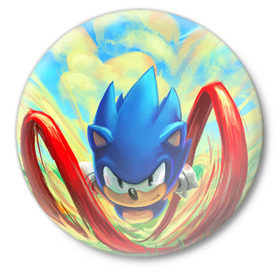 Значок с принтом Sonic в Кировске,  металл | круглая форма, металлическая застежка в виде булавки | sega | sonic | sonic mania | ежик | сега | соник
