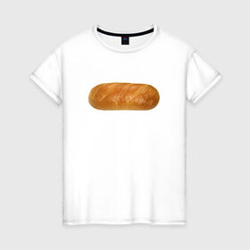 Женская футболка хлопок с принтом Батон белого в Кировске, 100% хлопок | прямой крой, круглый вырез горловины, длина до линии бедер, слегка спущенное плечо | батон | хлеб