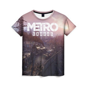 Женская футболка 3D с принтом METRO в Кировске, 100% полиэфир ( синтетическое хлопкоподобное полотно) | прямой крой, круглый вырез горловины, длина до линии бедер | metro | metro exodus | метро