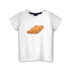 Детская футболка хлопок с принтом Круассан в Кировске, 100% хлопок | круглый вырез горловины, полуприлегающий силуэт, длина до линии бедер | 