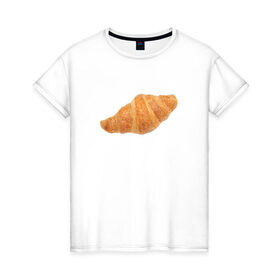 Женская футболка хлопок с принтом Круассан в Кировске, 100% хлопок | прямой крой, круглый вырез горловины, длина до линии бедер, слегка спущенное плечо | 