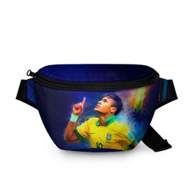 Поясная сумка 3D с принтом Neymar в Кировске, 100% полиэстер | плотная ткань, ремень с регулируемой длиной, внутри несколько карманов для мелочей, основное отделение и карман с обратной стороны сумки застегиваются на молнию | neymar | неймар | сборная бразилии