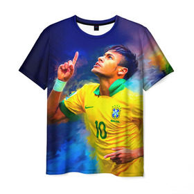 Мужская футболка 3D с принтом Neymar в Кировске, 100% полиэфир | прямой крой, круглый вырез горловины, длина до линии бедер | Тематика изображения на принте: neymar | неймар | сборная бразилии